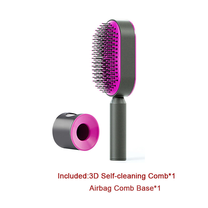 Self Cleaning Hair Brush For Women One-key Cleaning Hair Loss Airbag Massage Scalp Comb Anti-Static Hairbrush 1