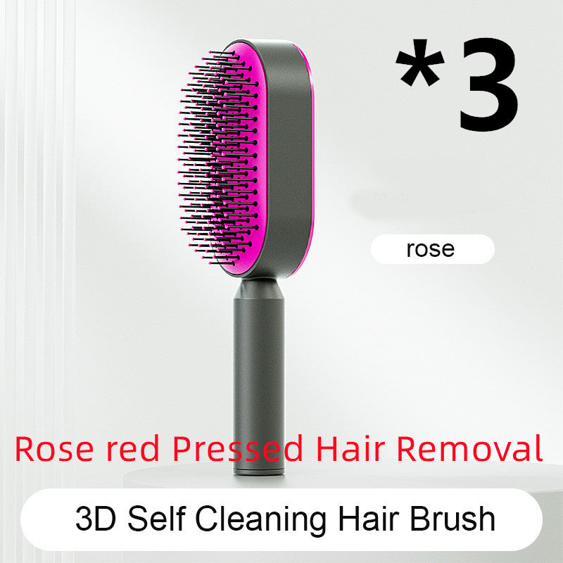 Self Cleaning Hair Brush For Women One-key Cleaning Hair Loss Airbag Massage Scalp Comb Anti-Static Hairbrush 1