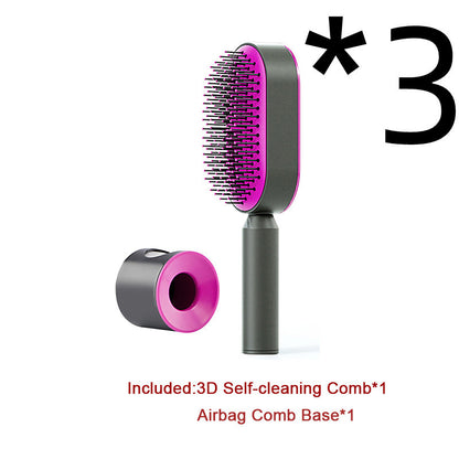 Self Cleaning Hair Brush For Women One-key Cleaning Hair Loss Airbag Massage Scalp Comb Anti-Static Hairbrush 1