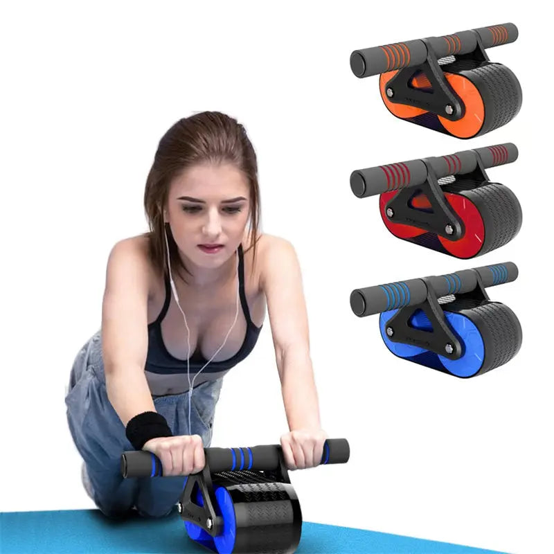 Double Wheel Abdominal Exerciser Women Men Automatic Rebound Ab Wheel Roller Waist Trainer Gym Sports Home Exercise Devices 1