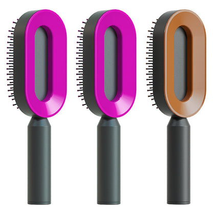 Self Cleaning Hair Brush For Women One-key Cleaning Hair Loss Airbag Massage Scalp Comb Anti-Static Hairbrush 1