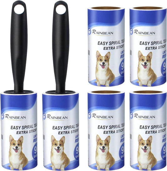 RAINBEAN Lint Rollers For Pet Hair Extra Sticky, 540 Sheets 6 Refills Lint Roller With 2 Upgrade Handles, Portable Lint Remover Brush Pet Hair Remover For Dog Cat Hair Removal, Clothes, Furniture SimplyYours4Life