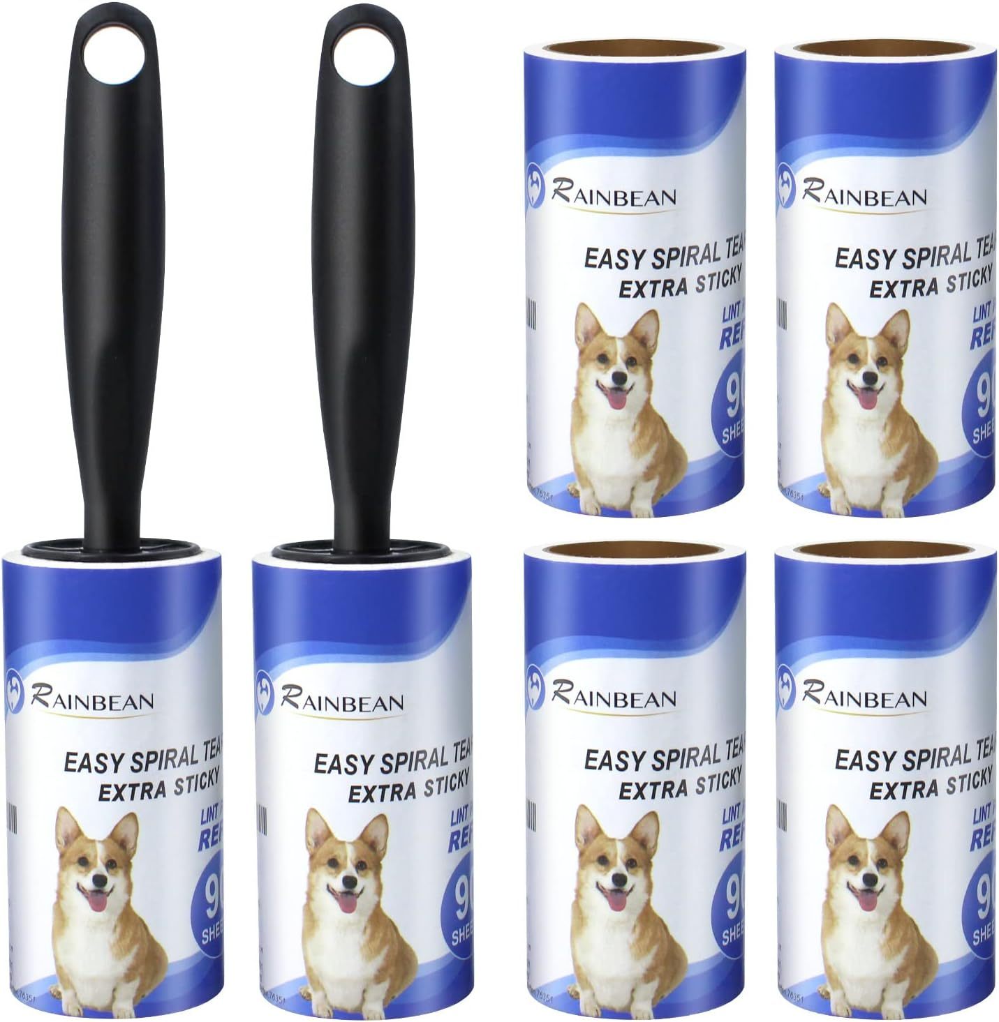 RAINBEAN Lint Rollers For Pet Hair Extra Sticky, 540 Sheets 6 Refills Lint Roller With 2 Upgrade Handles, Portable Lint Remover Brush Pet Hair Remover For Dog Cat Hair Removal, Clothes, Furniture SimplyYours4Life